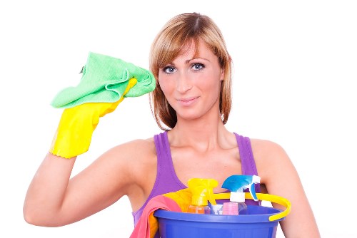 Carpet cleaning technician using safety measures in a Petts Wood home