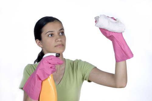 Cleaner preparing a carpet cleaning appointment and inspecting fabric